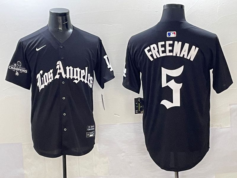Men Los Angeles Dodgers #5 Freeman Black Five generations Joint Name 2025 Nike MLB Jersey style 32